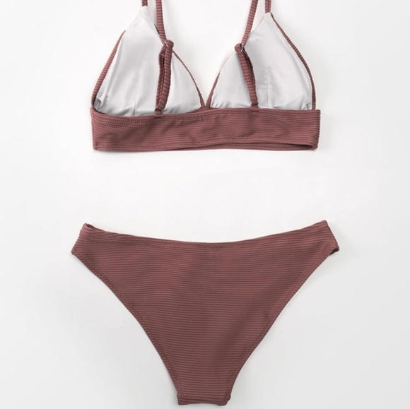 CUPSHE Women Bikini Set Solid Color Sexy Triangle Two Piece Swimsuit, NWT - Picture 5 of 14